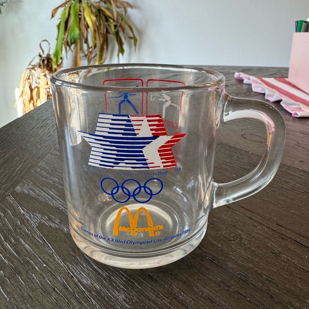 1984 Olympics McDonald’s Collectible Glass Coffee Mug. Used